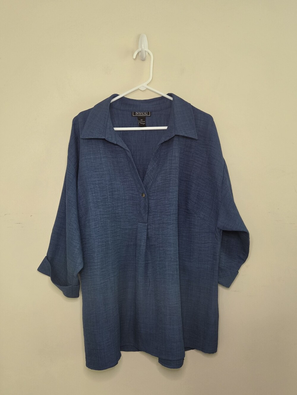 Women's NYCC New York Clothing Co Blue 3/4 Sleeve Blouse Top Sz 2X - Picture 9 of 9